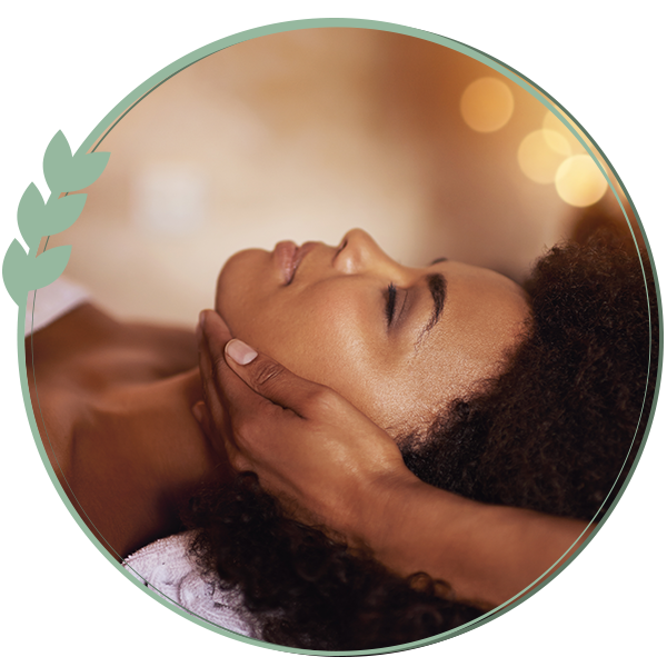 woman enjoying a head massage