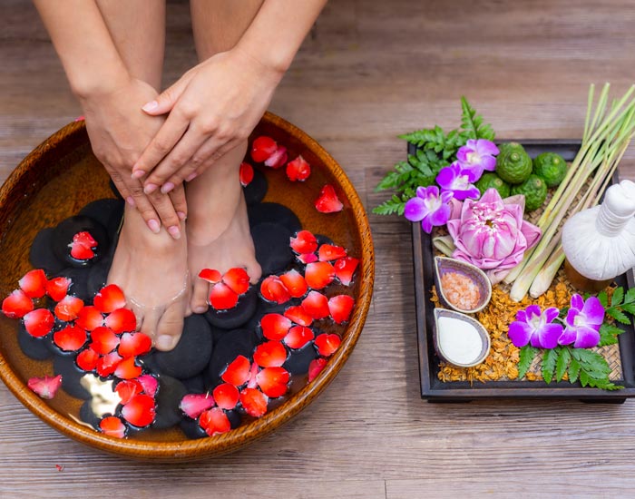 Spa treatment female feet is a healing for relaxation