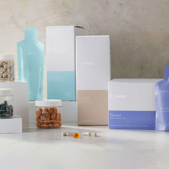 various THREE brand products