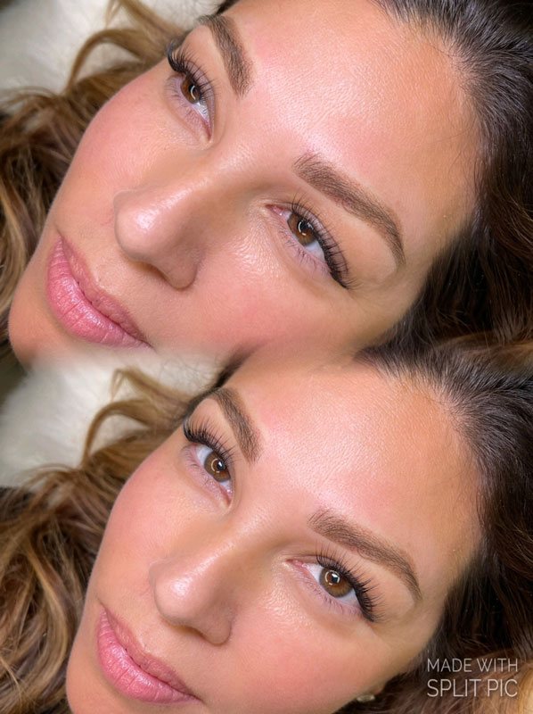 Natural glam makeup with soft blush and defined brows